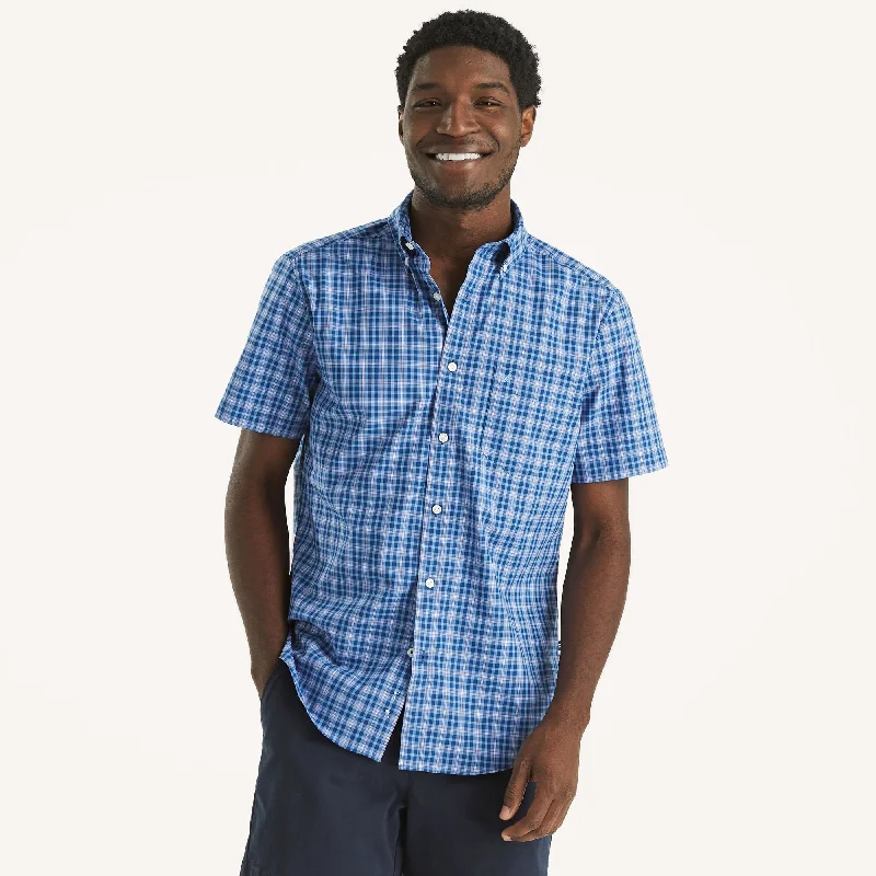 Fashion Must-have Nautica Mens Wrinkle-Resistant Plaid Wear To Work Short-Sleeve Shirt