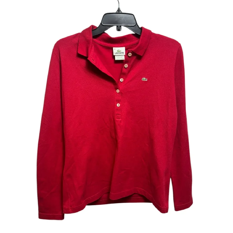 Relaxed Clothing Polo Top Long Sleeve By Lacoste In Red, Size: M