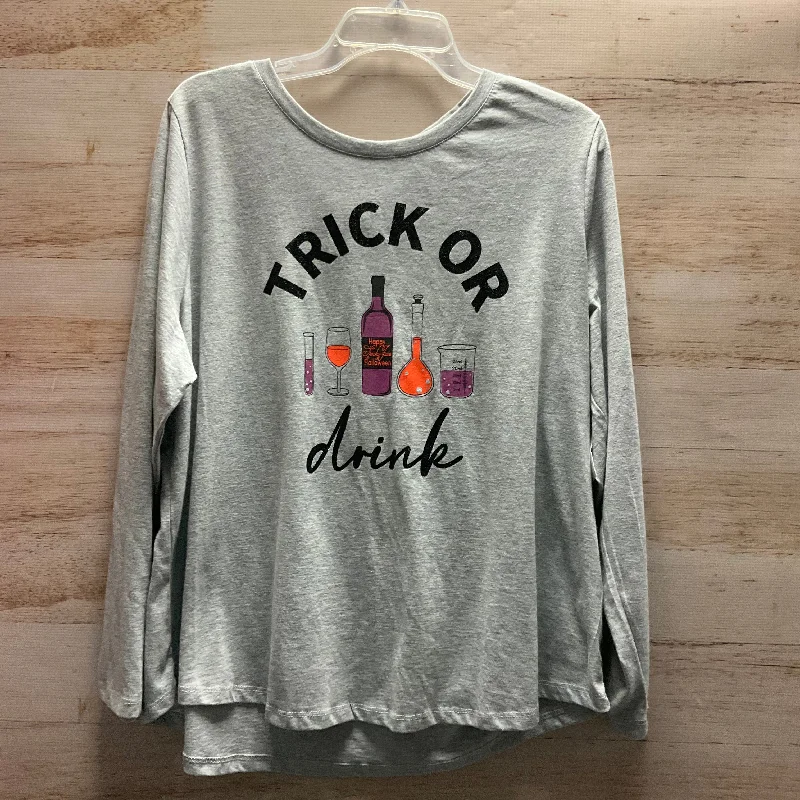 Practical Style Top Long Sleeve By Clothes Mentor In Grey, Size: 2x