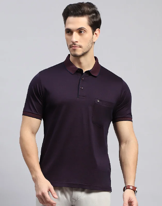 Goddess Style Men Maroon Solid Polo Collar Half Sleeve T-Shirt