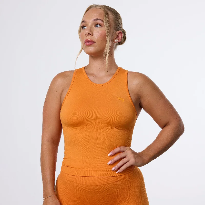 Sports Design Vanquish Elevate Seamless Orange Racer Back Midi Tank Top
