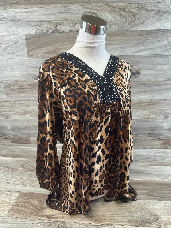 Youthful Top 3/4 Sleeve By Clothes Mentor In Animal Print, Size: 2x