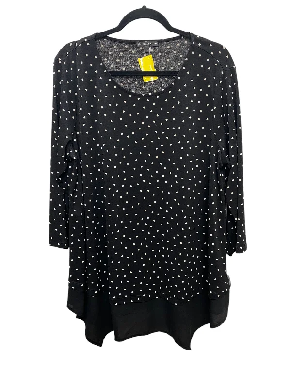 Comfortable Chic Top Long Sleeve By Adrianna Papell In Polkadot Pattern, Size: 2x