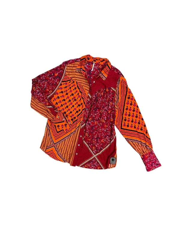 Fresh And Simple Top Long Sleeve By Free People In Orange & Red, Size: M