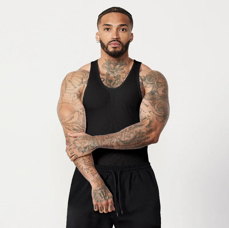 Fashion Elements Vanquish Essential Black Ribbed Fitted Tank