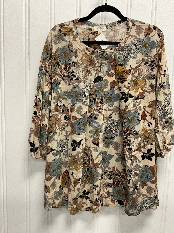 Elegant Tailoring Top 3/4 Sleeve By Umgee In Beige, Size: L