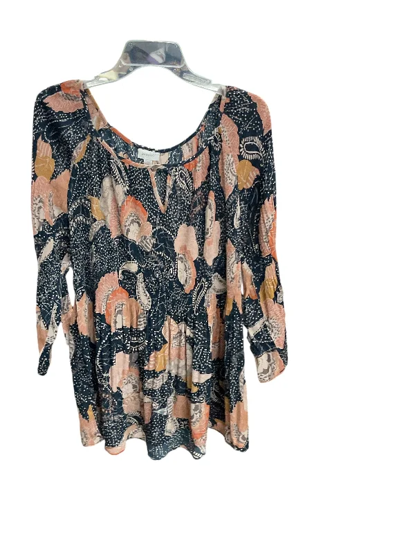 Sweet Girl Tunic 3/4 Sleeve By Avenue In Blue & Pink, Size: 1x
