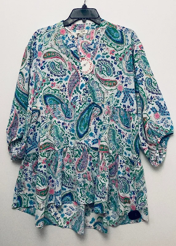Sports Trend Top Long Sleeve By Umgee In Blue & Green, Size: M