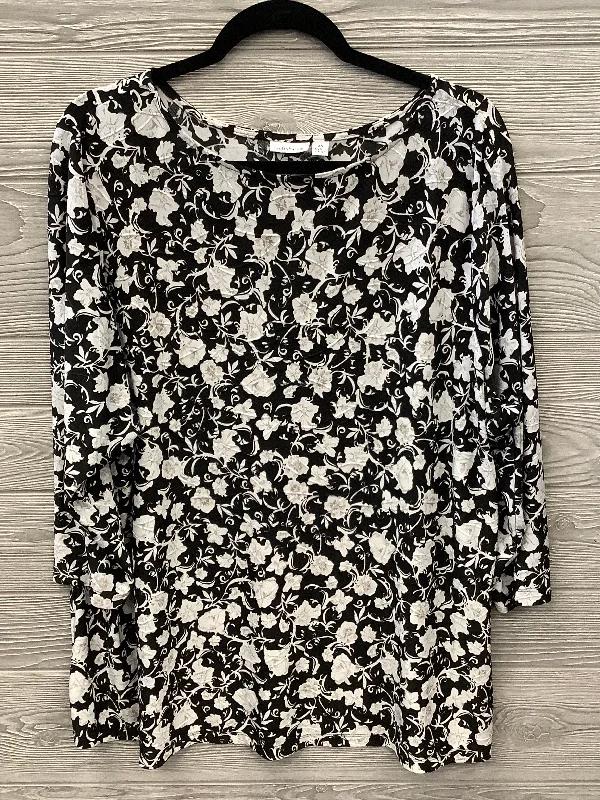 Warm Layers Top Long Sleeve By Croft And Barrow In Floral Print, Size: 2x