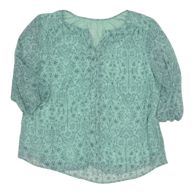 Soft Comfort Wear Top 3/4 Sleeve By St Johns Bay In Aqua, Size:1X