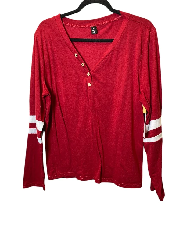 Youthful Style Top Long Sleeve Basic By Shein In Red, Size: Xl
