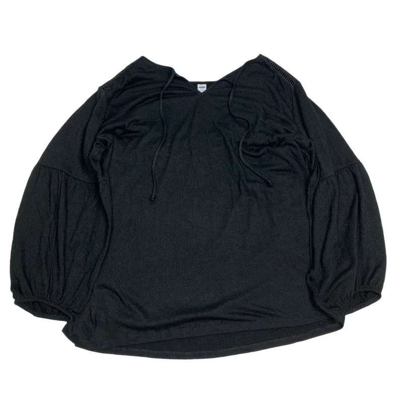Embroidered Letters Top Long Sleeve By Old Navy In Black, Size: 3x
