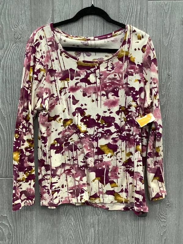 Modernism Top Long Sleeve By Daisy Fuentes In Cream & Purple, Size: Xl