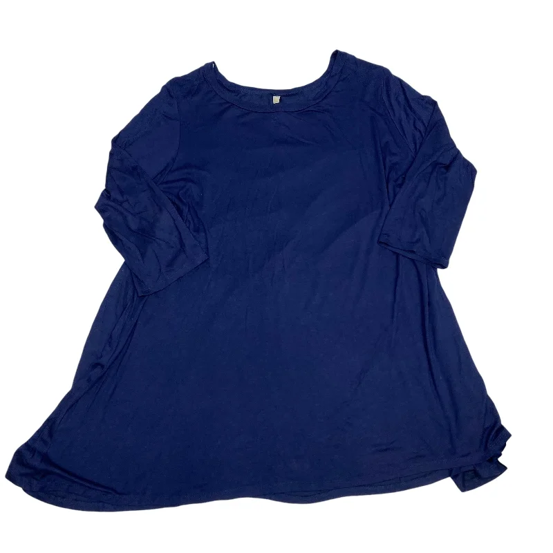 Exquisite Fabrics Top 3/4 Sleeve By Love In In Navy, Size: 3x