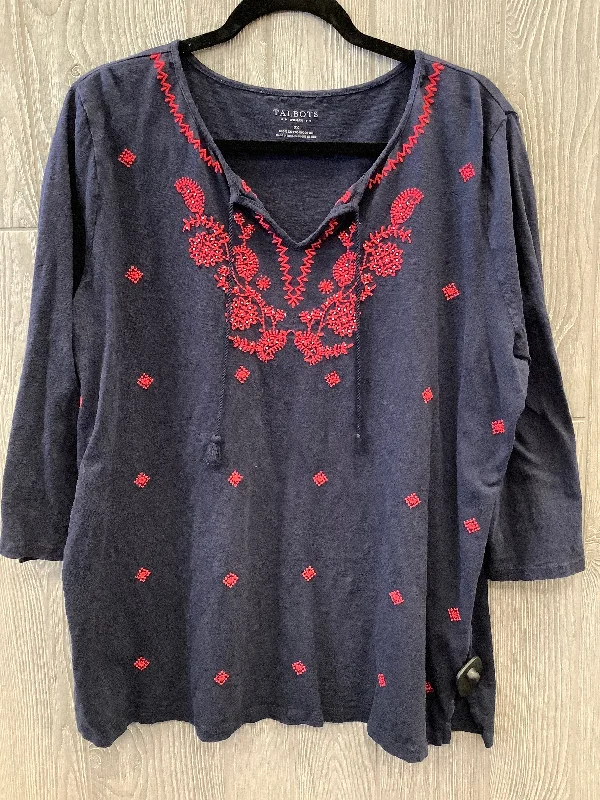 Soft Comfort Top 3/4 Sleeve By Talbots In Navy, Size: 2x