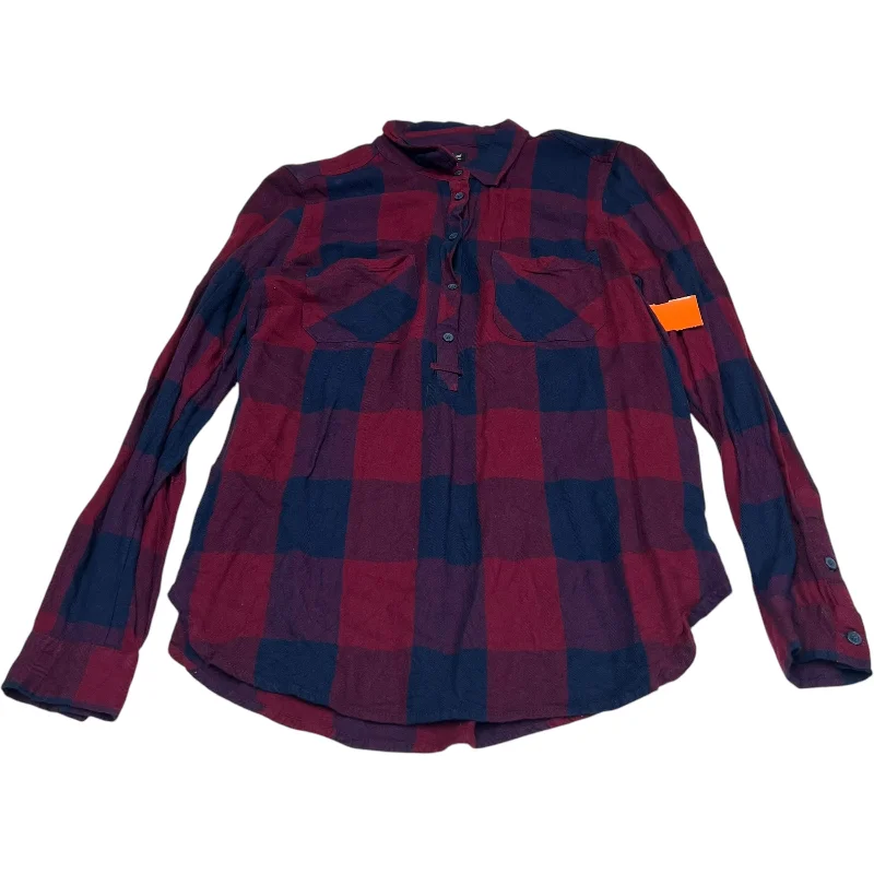 Lazy Style Top Long Sleeve By Lucky Brand In Blue & Red, Size: S