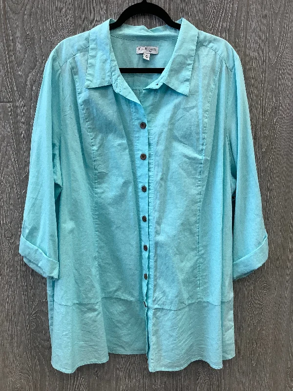 Comfortable Tops Top Long Sleeve By Kim Rogers In Blue, Size: 2x