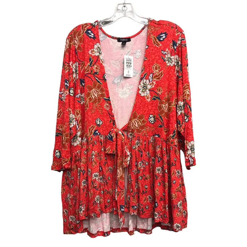 Elegant And Noble Top 3/4 Sleeve By Torrid In Red, Size:4X