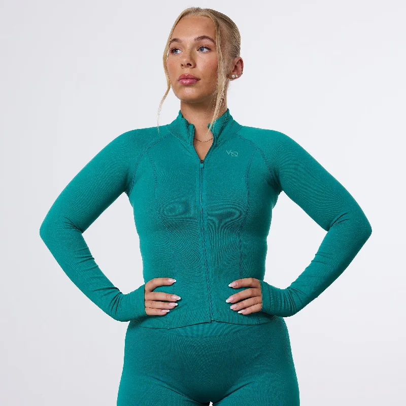 Personalized Wear Vanquish Elevate Seamless Emerald Teal Zip Front Jacket