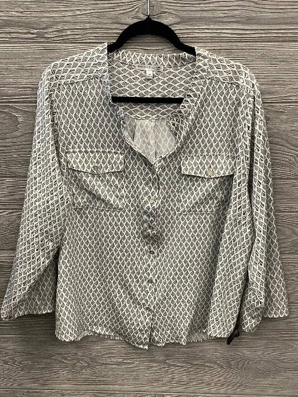 Cozy Chic Wear Top Long Sleeve By Notations In Black & White, Size: 2x