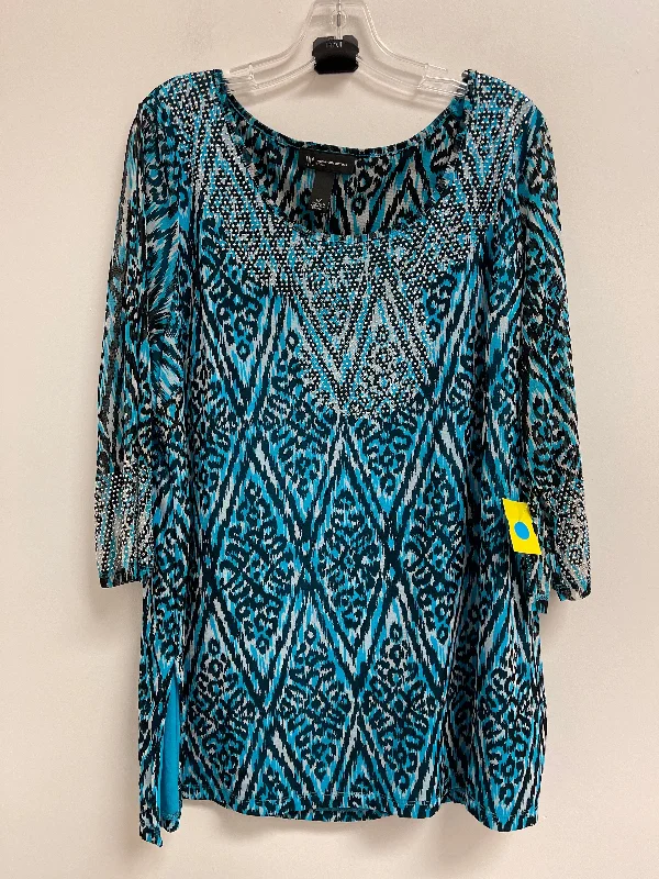 Celebrity Must-have Top Long Sleeve By Inc In Black & Blue, Size: 2x