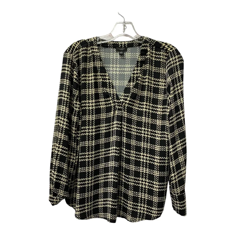 Fresh And Fashionable Top Ls By Ann Taylor In Black & Tan, Size:S