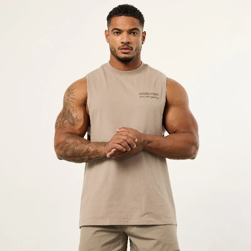 Light Fit Vanquish Sand Signature Sleeveless T Shirt