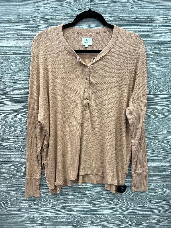 Exquisite Tailoring Top Long Sleeve By Aerie In Bronze, Size: M