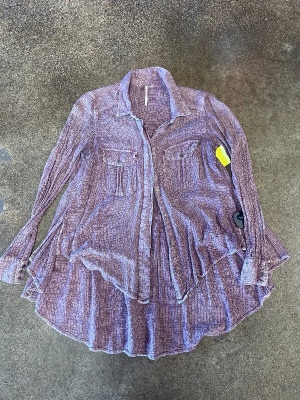 Youthful Street Fashion Top Long Sleeve By Free People In Purple, Size: Xs
