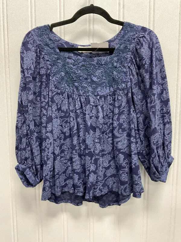 Fashion Elements Top 3/4 Sleeve By Lucky Brand In Blue, Size: S