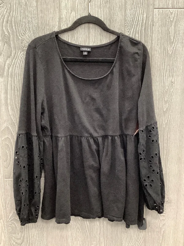 Exquisite Design Top Long Sleeve By Torrid In Black, Size: 2x