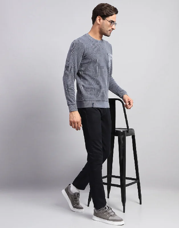 Chic Comfort Wear Men Grey Solid Round Neck Full Sleeve Winter T-Shirt
