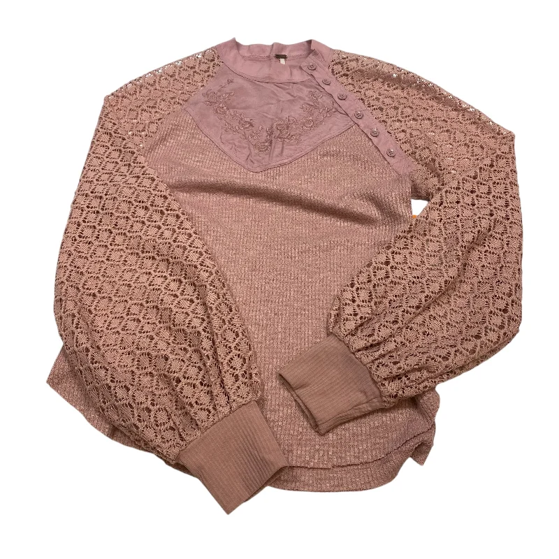 Layered Comfort Top Long Sleeve By Free People In Pink, Size: Xs