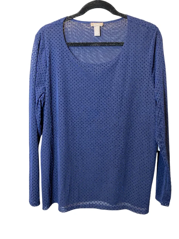 Luxury Fashion Top Long Sleeve By Chicos In Blue, Size: Xl