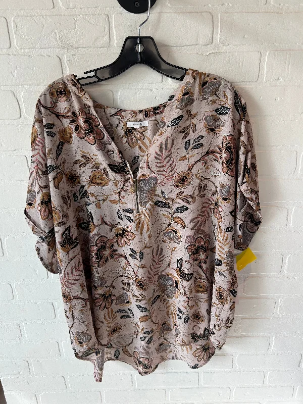 Easy Comfort Style Top Long Sleeve By Maurices In Pink & Tan, Size: 2x