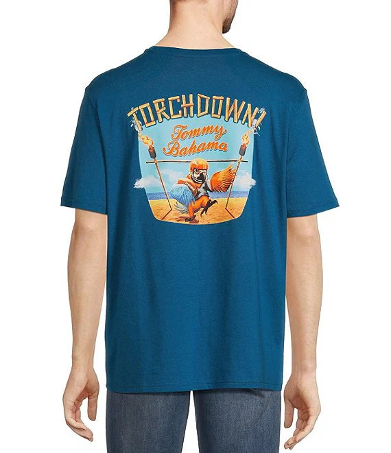 Breathable Design Tommy Bahama Touchdown T-Shirt - Blue Allure