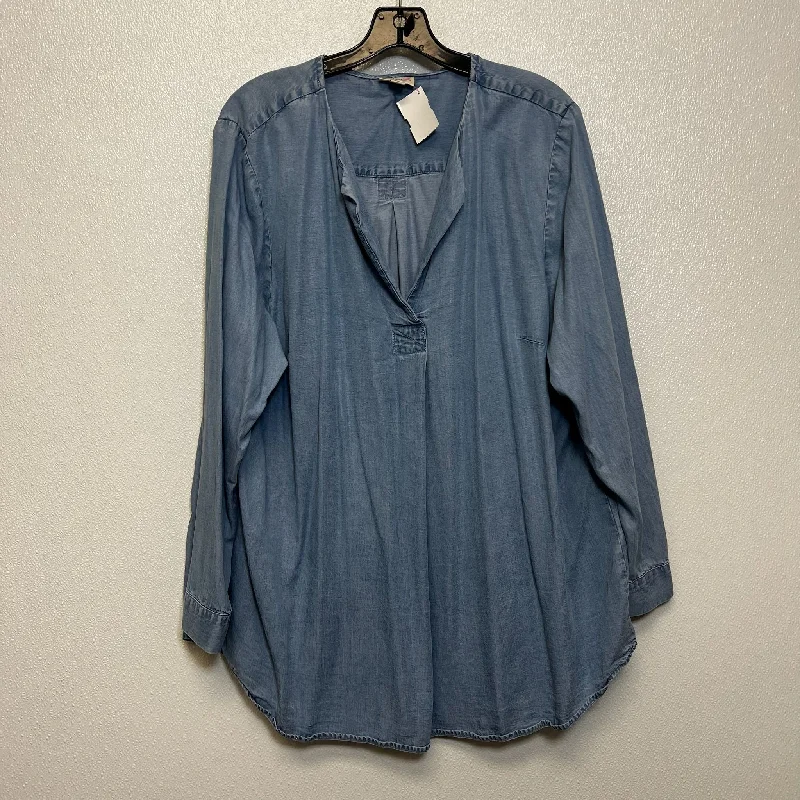 Simple Design Top Long Sleeve By J Jill O In Denim, Size: 2x