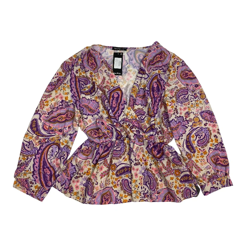 Effortless Looks Top Long Sleeve By Boohoo Boutique In Purple, Size: 2x