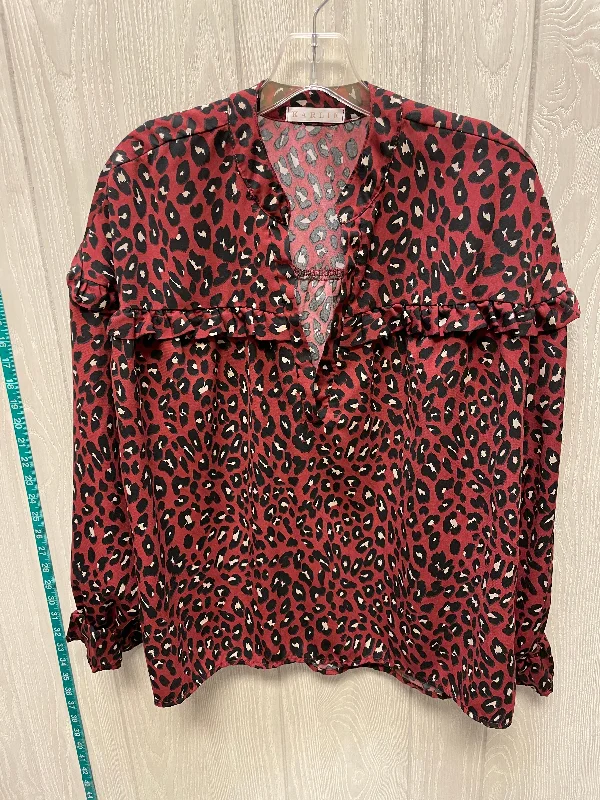 Fashionable Comfort Top Long Sleeve By Karlie In Animal Print, Size: S