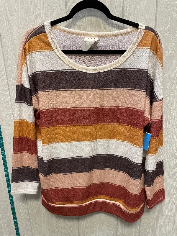 Sporty Comfort Top Long Sleeve By Bibi In Striped Pattern, Size: S