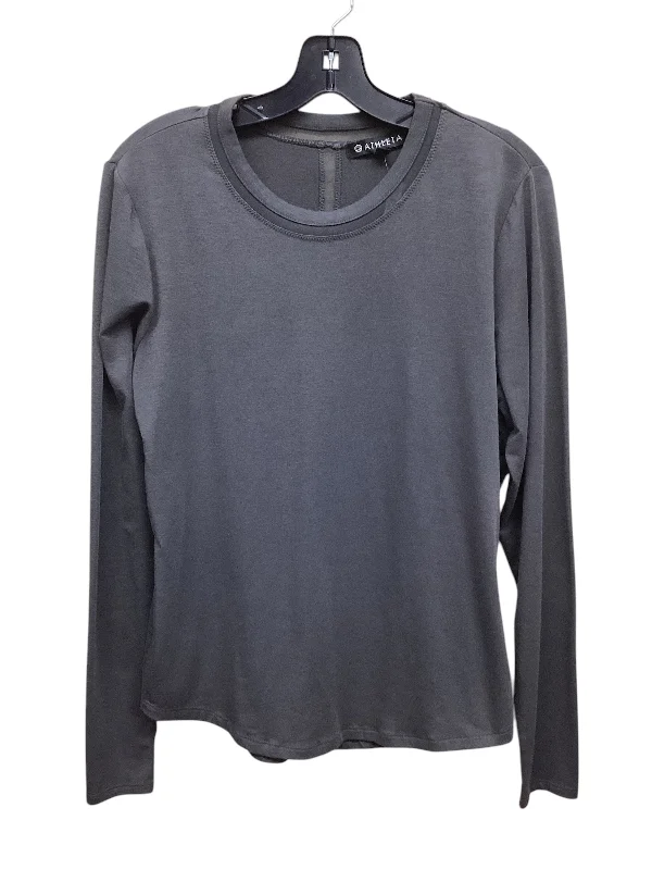 Embroidery Design Top Long Sleeve By Athleta In Grey, Size: L