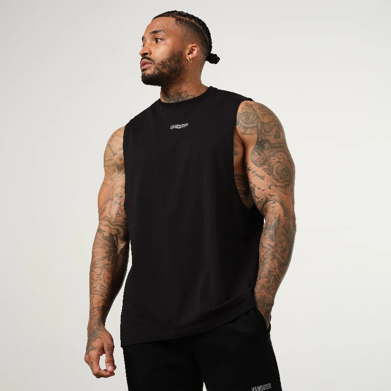 Romantic Temperament Vanquish Essential Black Oversized Sleeveless T Shirt