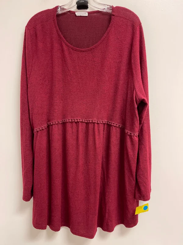 British Style Top Long Sleeve By Chicsoul In Red, Size: 3x