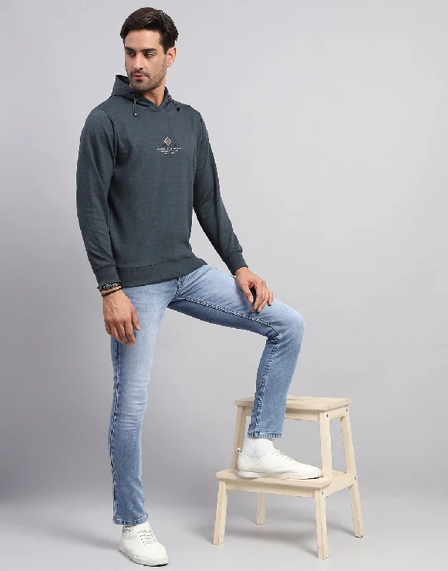Casual Chic Looks Men Green Solid Hooded Full Sleeve Winter T-Shirt