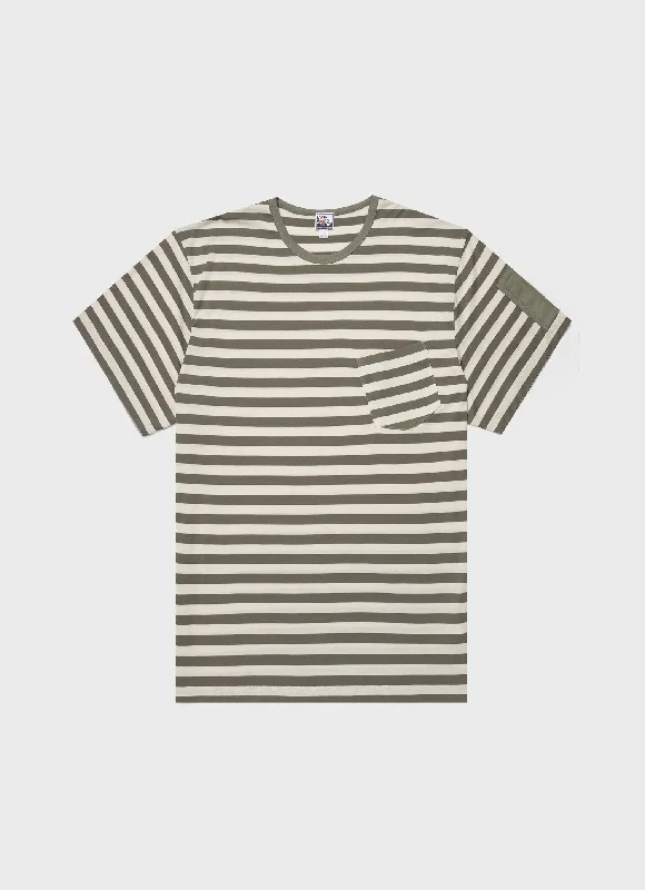 Soft Layers Men's Sunspel x Nigel Cabourn T-shirt in Army Green/Stone White