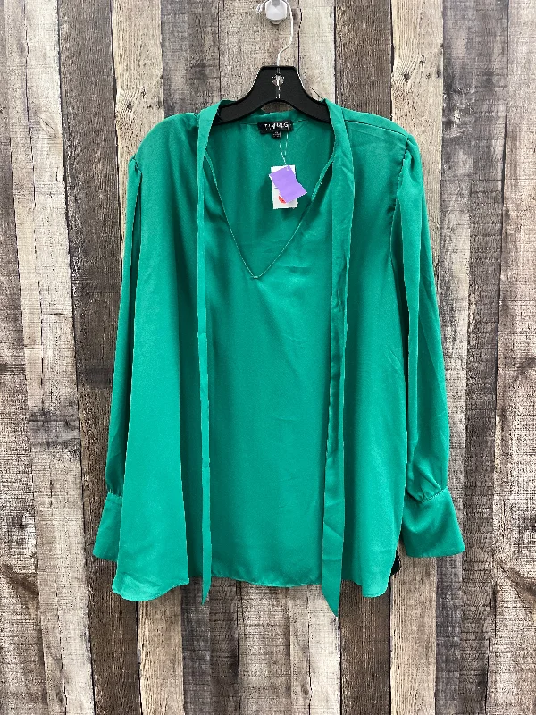 Perfect Tailoring Top Long Sleeve By Timing In Green, Size: 1x