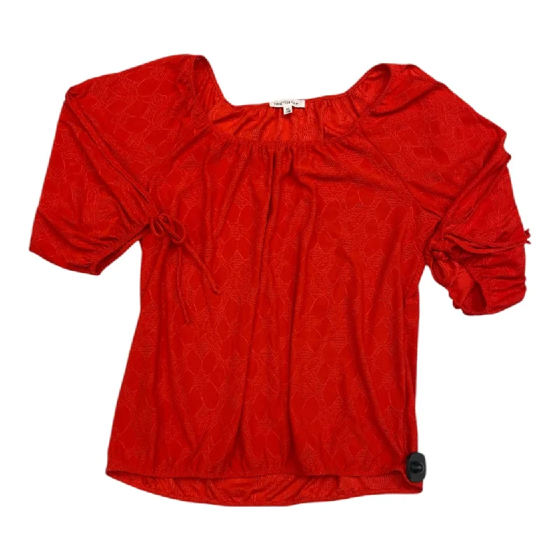 Lace Design Top Ls By Perseption Concept In Red, Size:Xl