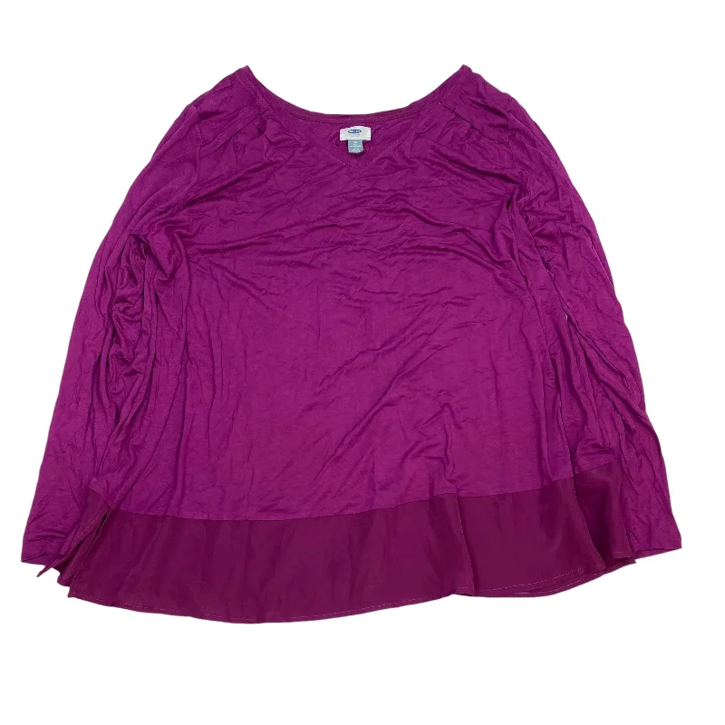 British Fashion Top Long Sleeve By Old Navy In Purple, Size: 3x