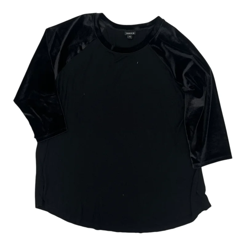 Stylish Casuals Top 3/4 Sleeve By Torrid In Black, Size:2X