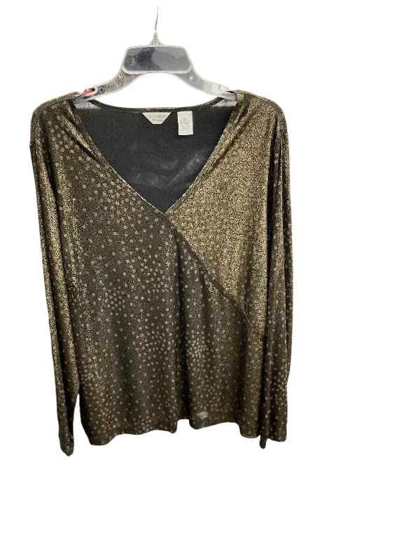 French Style Top Long Sleeve By Laura Ashley In Gold, Size: 2x